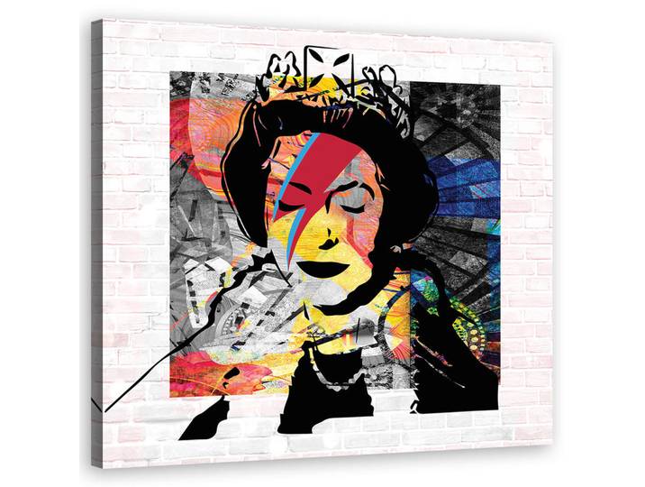 Feeby Wandbild banksy queen of england, Mehrfarbig, Abstrakt, Rechteckig, 50x50 cm, Bilder & Rahmen, Bilder, Leinwandbilder