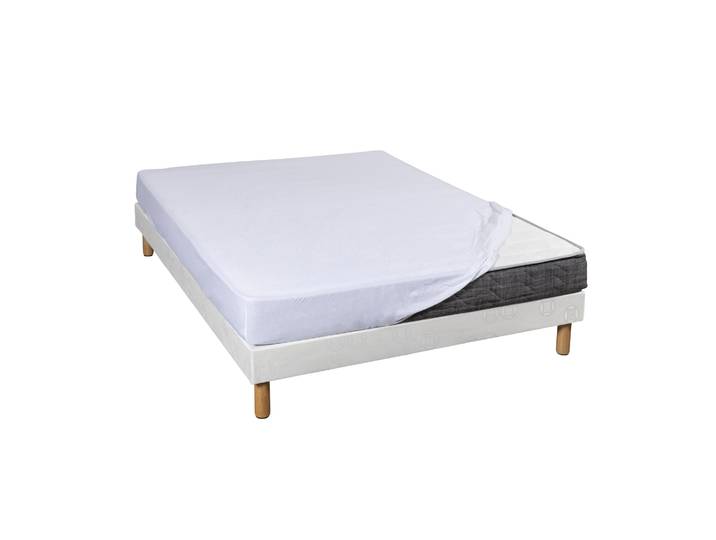 Drap housse blanc jersey coton Lycra Tencel 100x220