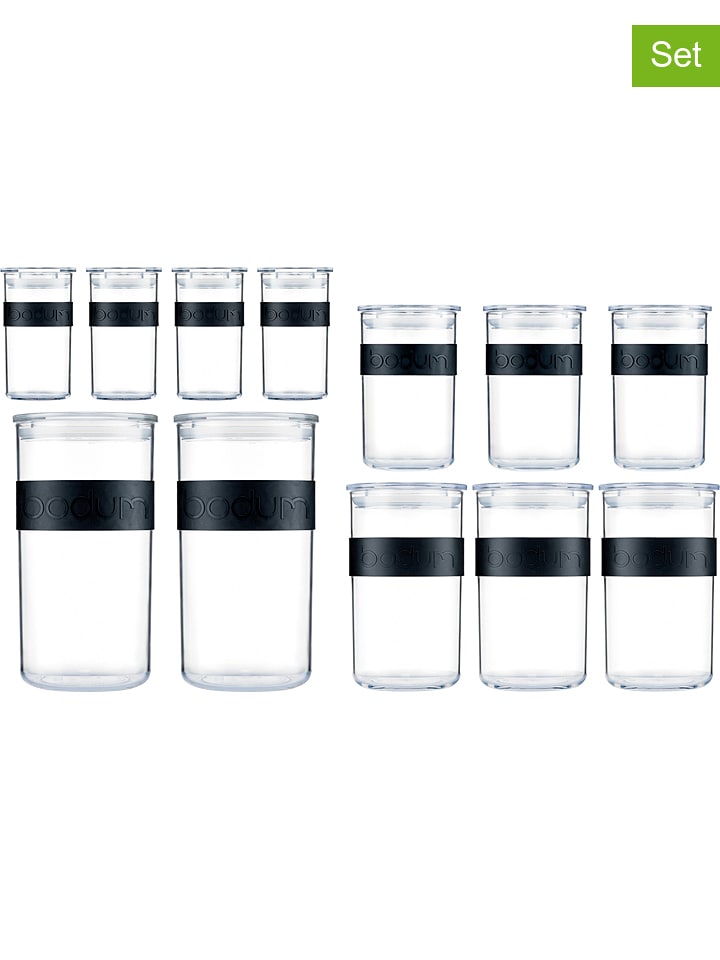 bodum 12er-Set: Vorratsgläser "Presso" in Transparent/ Schwarz - onesize