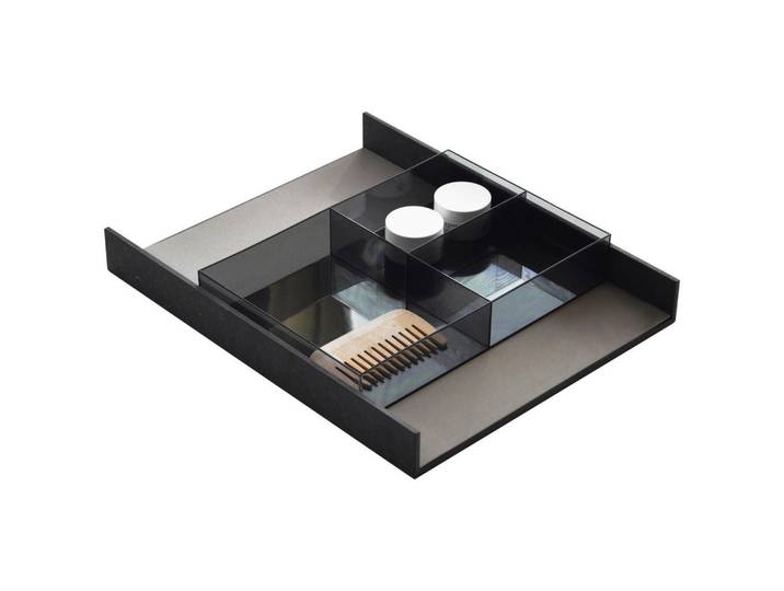 Belluti Ordnungssystem, Braun, Schwarz, 39.7x4.4x31.4 cm, Badaccessoires, Sonstige Badaccessoires