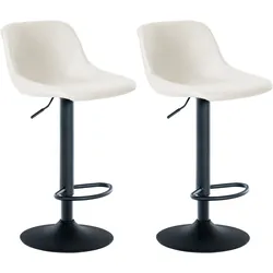 CLP 2er Set Barhocker Loft Kunstleder - Farbe: creme, Material: Kunstleder