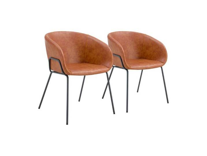 Lot de 2 chaises en simili cognac ANDRÉ