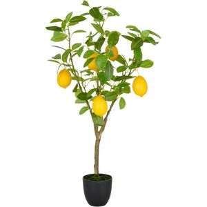 Creativ-green Kunstpflanze Zitronenbaum, Kunstbaum im Topf mit Kunststoffstamm, Höhe 90 cm