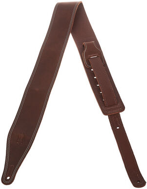 "Levys Butter Leather Strap 2,5""BR Marron avec double couture blanche"