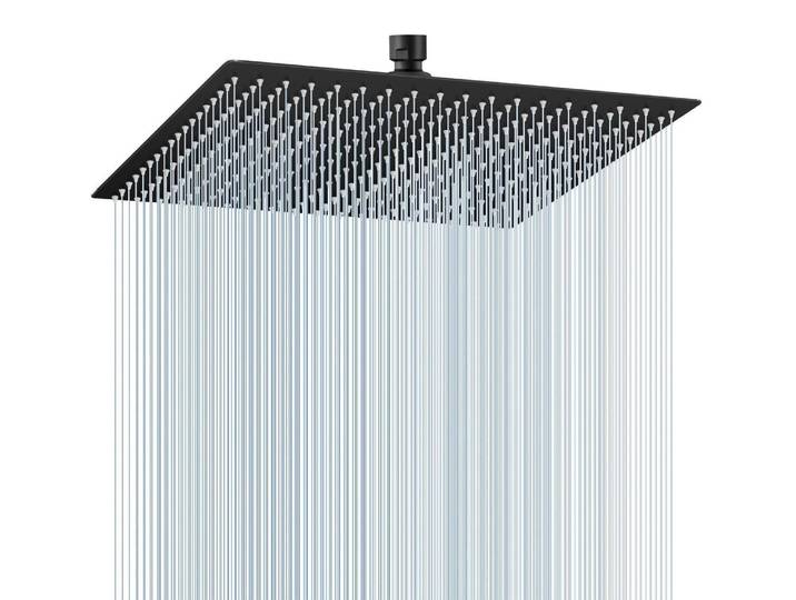 Duschkopf Regendusche 40cm Eckig Mattschwarz 304 Edelstahl Wassersparend Anti-Kalk