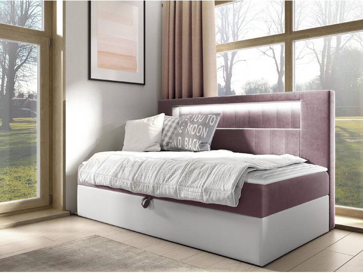 MIRJAN24 Boxspringbett Gold Junior 2 (mit Bettkasten und Beleuchtung), mit Bonellfederkern, Härtegrad - H3
