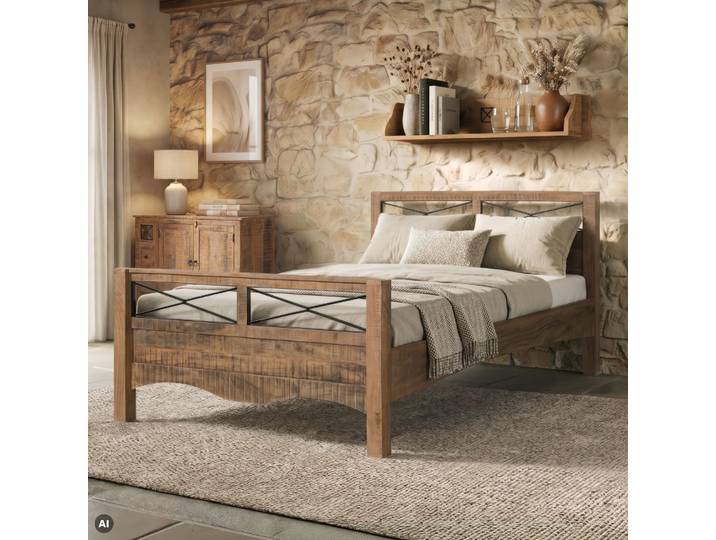 Bett Akazie 140x200x100 natur versiegelt NATURE OF SPIRIT #345