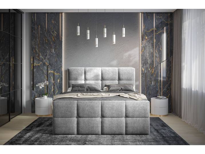 Boxbett Robanna 180 x 200cm Microfaser Valeria Grau/Hellgrau Freiform