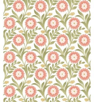 York Wallcoverings Lillian Pink Floral Vine Peel and Stick Wallpaper