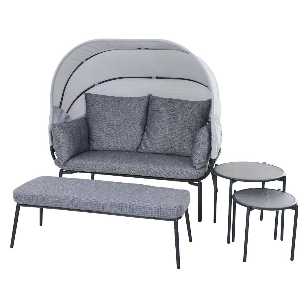 Siena Garden Bali Daybed, anthrazit Stahl, Geflecht, Rope, mit Kissen (V58360)
