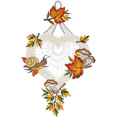 Fensterbild "Fensterbild "Herbstliebe" farbig", bunt, B:21cm H:34cm, Polyester, W. REUTER & SOHN - PLAUENER SPITZE, Fensterbilder