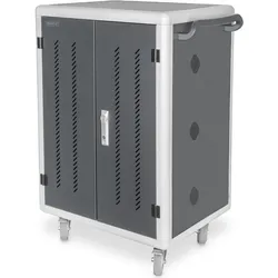 Digitus Mobiler Ladeschrank für Notebooks / Tablets bis 15,6 Zoll, Datensynchronisation, UV-C, Notebookwagen, Schwarz