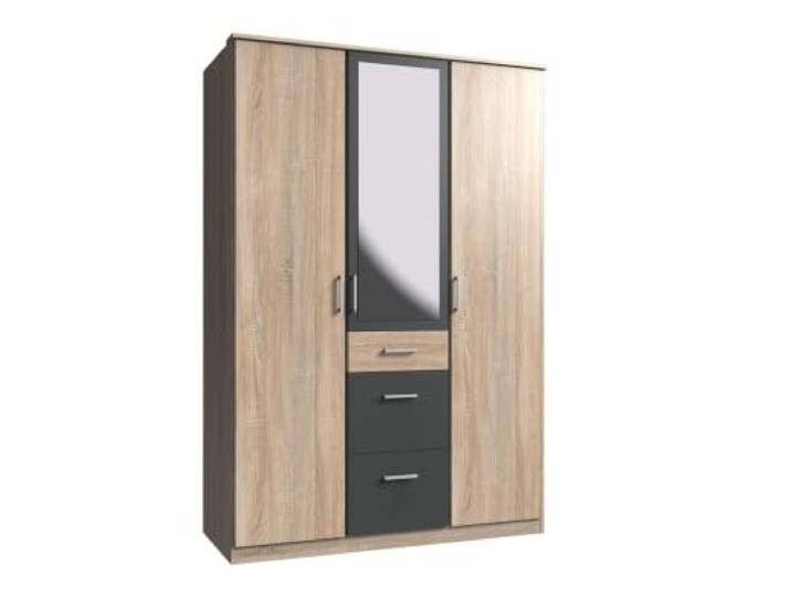 M Möbel-Direkt Deutschlands schnelle Möbel Kleiderschrank Click Eiche Sägerau, Grafit