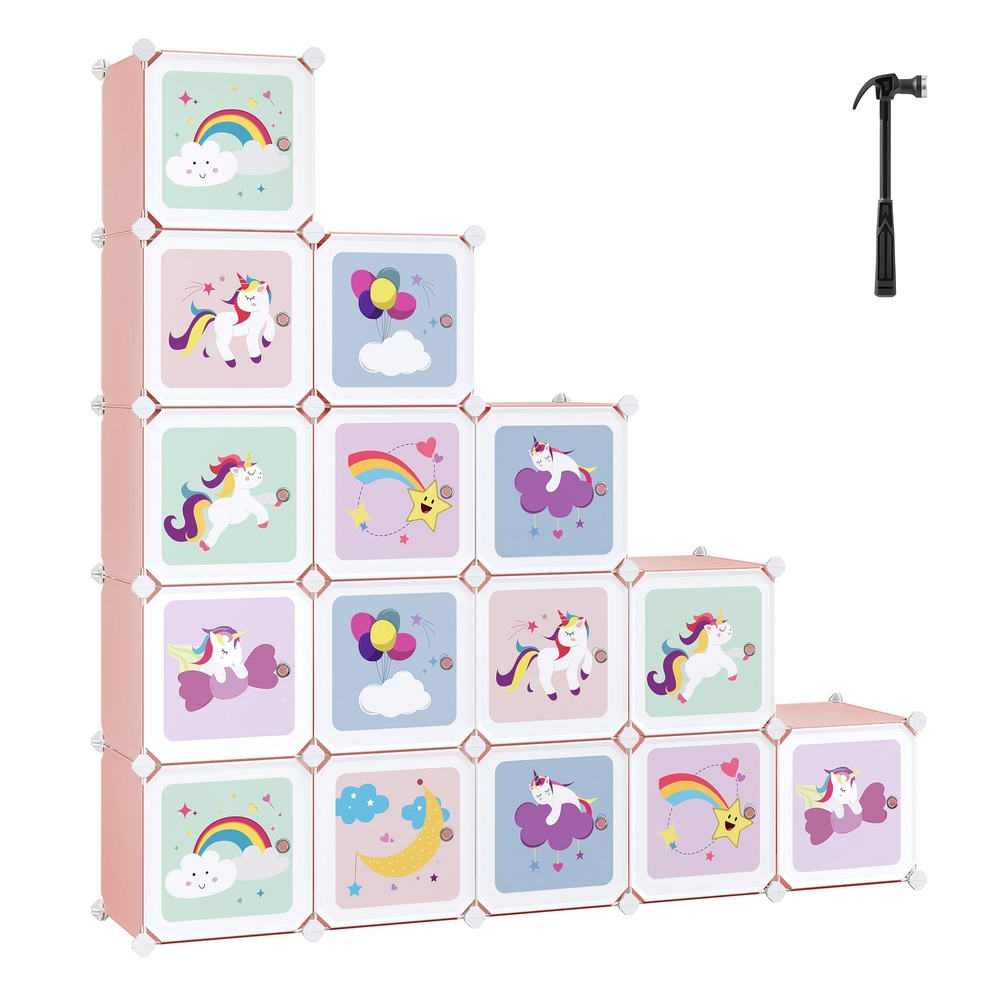SONGMICS Regalsystem für Kinder Set aus 16 Würfeln LPC906P01