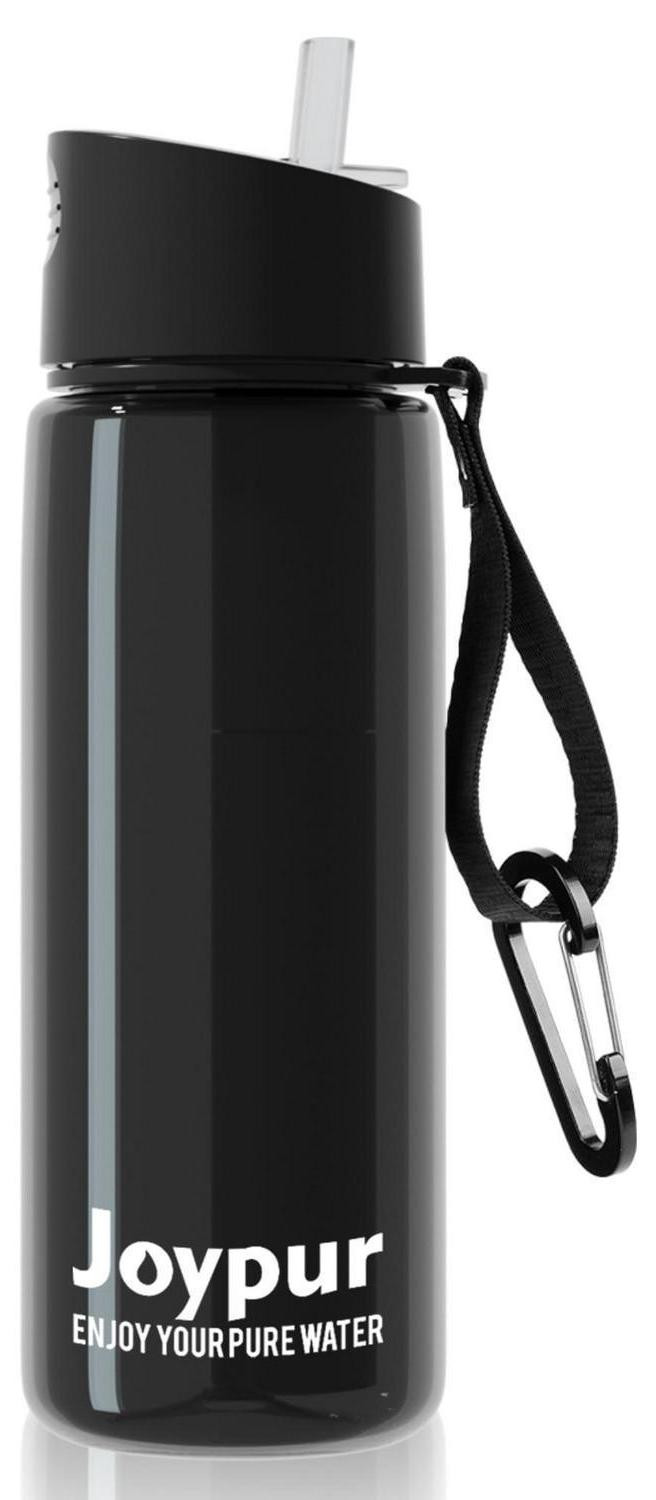 Joypur Waterfilterfles 650 ml met 5-voudige filtratie en kompas, zwart