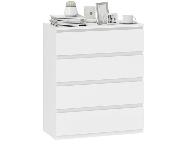ComfortXL Komoode De-12921 4 Schubladen, grifflos Weiß, 80x95x39 cm, Kleinmöbel, Kommoden, Kommoden