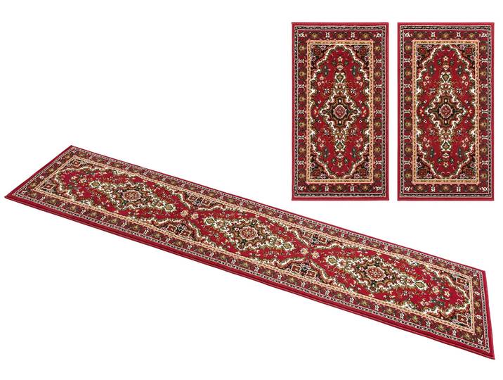 Bettumrandung GOODPRODUCT Oriental, Made in Belgium Gr. 14, rot, H:7mm, Obermaterial: 100% Polypropylen, Bettumrandungen, Bettumrandung, Läufer-Set, Kurzflor, Orient-Optik, mit Bordüre, pflegeleicht, elegant