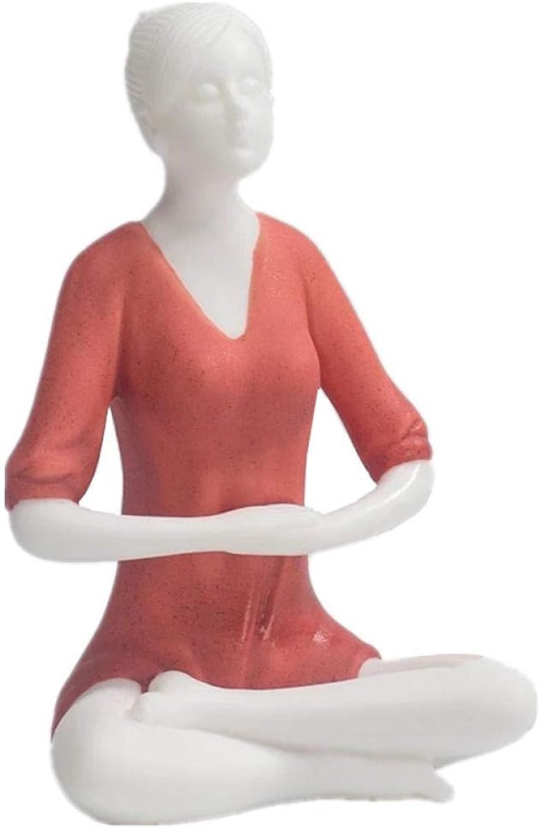 Wit Keramisch Meisjes Beeldje - Handgemaakt Yoga Figuur voor Huisdecoratie