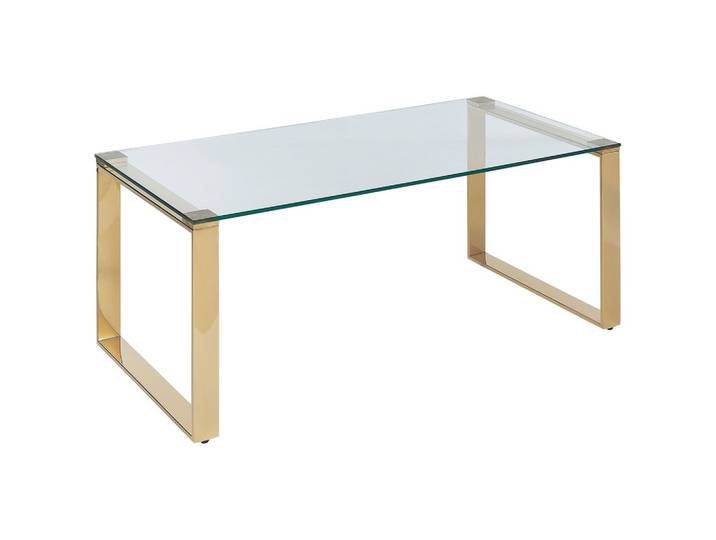COUCHTISCH mit Glasplatte Gold Tilon