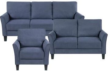 Fremont & Park Felix Textured 3-Piece Living Room Set - Wood Finish Exposed Feet