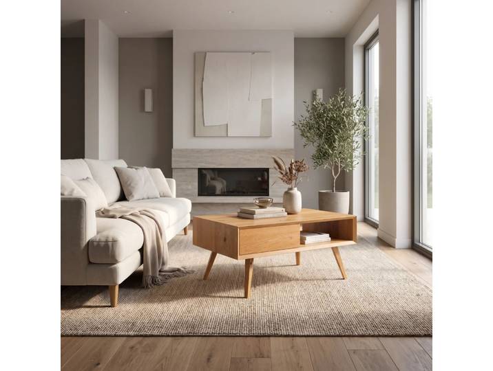 Quatro-Couchtisch aus massivem Holz 140x60 cm Danzz