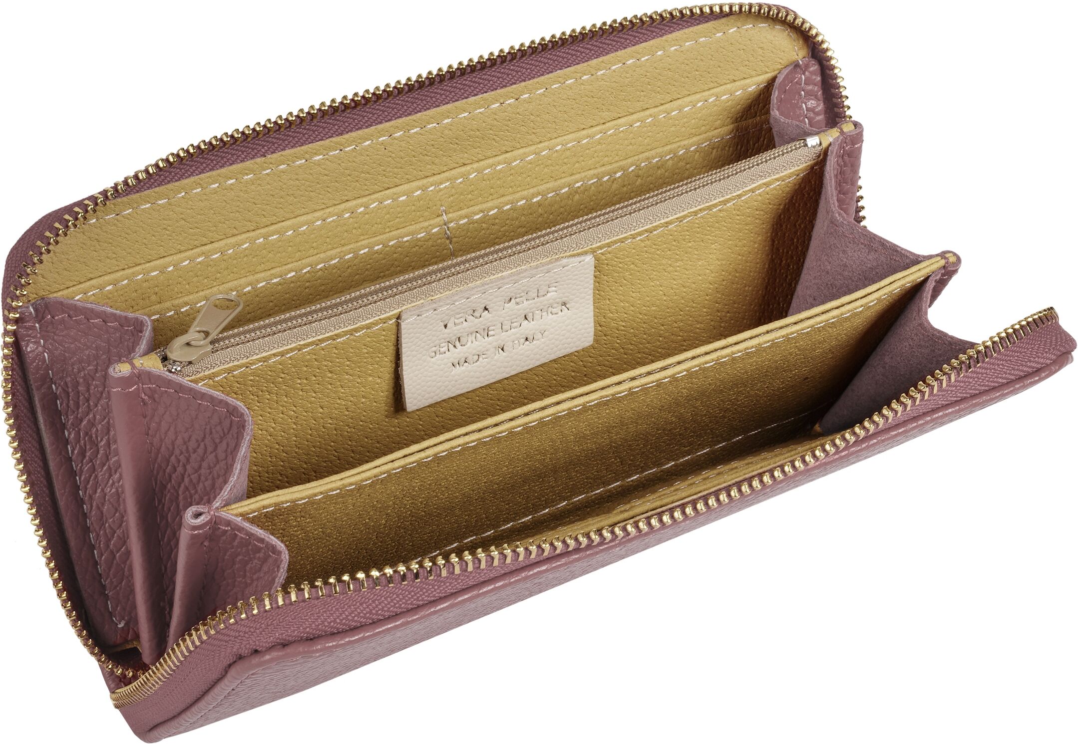 Geldbörse CLUTY "CLUTY Damen echt Leder, Made in Italy", Damen, rosa, Leder, leicht glänzend, unifarben, Kleinlederwaren Geldbörse, echt Leder, Made in Italy rosa Einheitsgröße