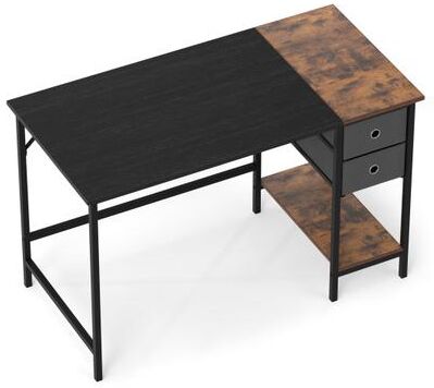 Costway 48 Inch Computer Desk with 2 Fabric Drawers Industrial Home Office Desk-Black