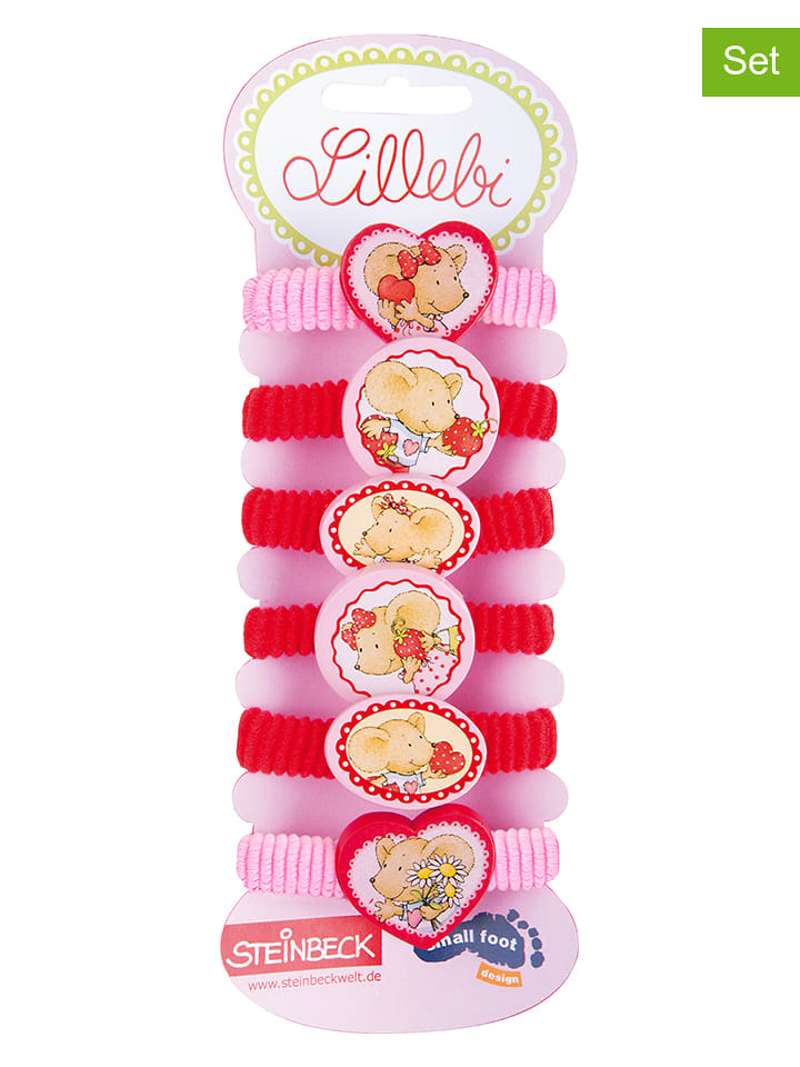 18tlg. Set - Zopfgummis "Lillebi" in Rot/ Pink - onesize