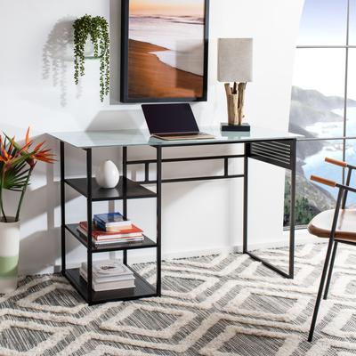 SAFAVIEH Xyla 21.7-Inch Glass Top Desk, White and Black, Modern