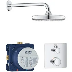 Grohe, Duschsystem, Grohtherm Set inkl. Thermostat, Grundkörper & Kopfbrause (chrom)