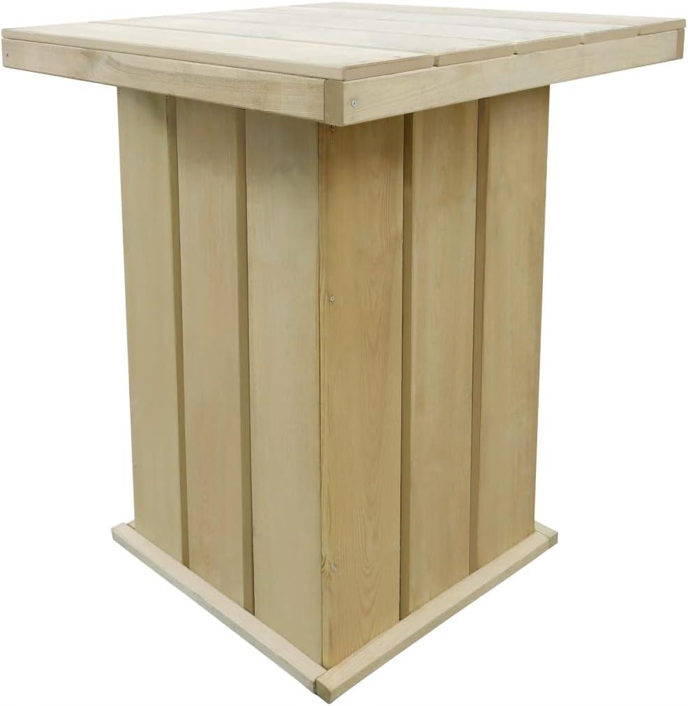 Stehtisch aus imprägniertem Kiefernholz, 75 × 75 × 110 cm, für Garten und Terrasse, verrottungsbeständig, mit langer Lebensdauer, einfach zu montieren und mit einem feuchten Tuch leicht zu reinigen