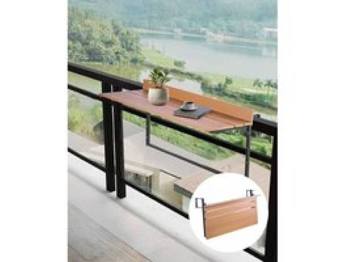 VEVOR Balkon-Hängetisch, 1000x345mm, klappbarer Balkonhängetisch, Klapptisch für Geländer im Freien, 5-stufig verstellbar, passend für Geländer von 1 bis 3,7 Zoll, Serviertisch für Terrasse und Deck