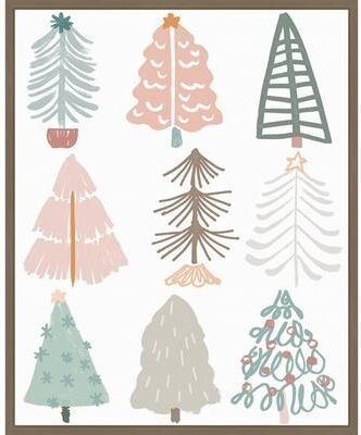 Amanti Art Christmas Tree Sketchbook II by June Erica Vess (23 x 28 in.), Framed Canvas Wall Art Print - Sylvie Dark Gold