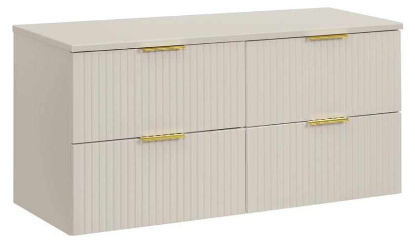 Badezimmer-Set NOXERA 120 cm - Congo Braun - Schrank mit 4 Schubladen + Waschtischplatte