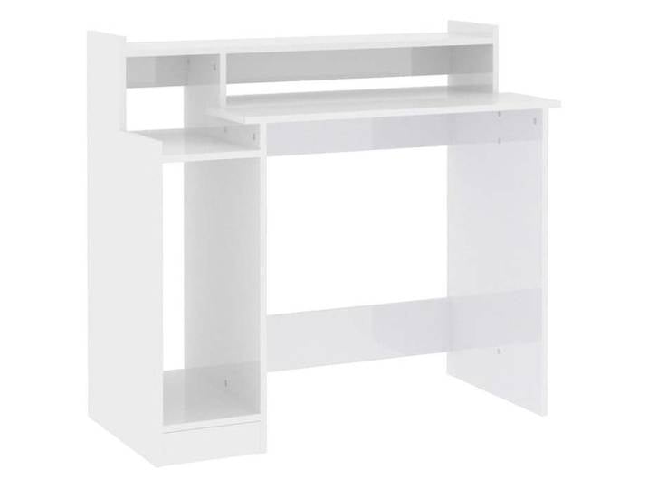 NEW Blanc Table de travail - - Bureau lumières LED Blanc brillant 97x45x90cm Bois d'ingénierie - Pour maison & l'école(1parce