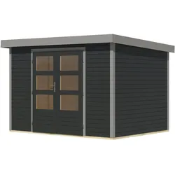 Karibu Metall-Holzgartenhaus Hybridhaus Jupiter A/B/C/D - 19 mm/0,75 mm Holz-Ausführung: anthrazit Blech-Ausführung: graualuminium 302 x 217 cm (Jupiter 4)