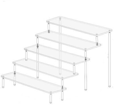Inspired Finds Clear Acrylic Display Stand For Collectibles, Figurines, Cosmetics & Retail Showcase 15.75x3.15in Five Layer