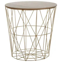 BEISTELLTISCH gold/heller Holzfarbton 40 cm Lanark