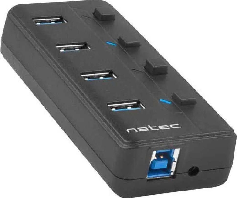 Natec Mantis 2 USB 3.0 Hub met 4 poorten, schakelaar en voeding