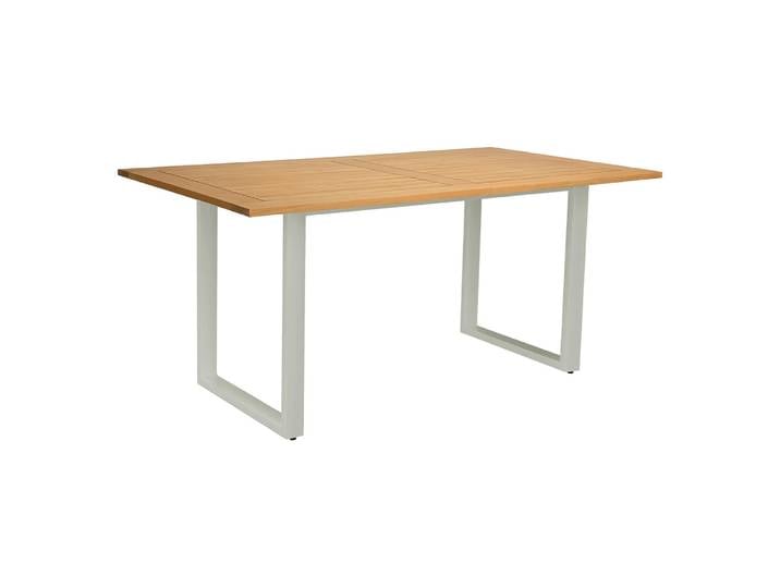 Stern Kufentisch 180x100 cm Aluminium greige mit Tischplatte Teak