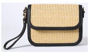 Women's 3-in-1 Raffia Crossbody by Roaman's in Black Beige
