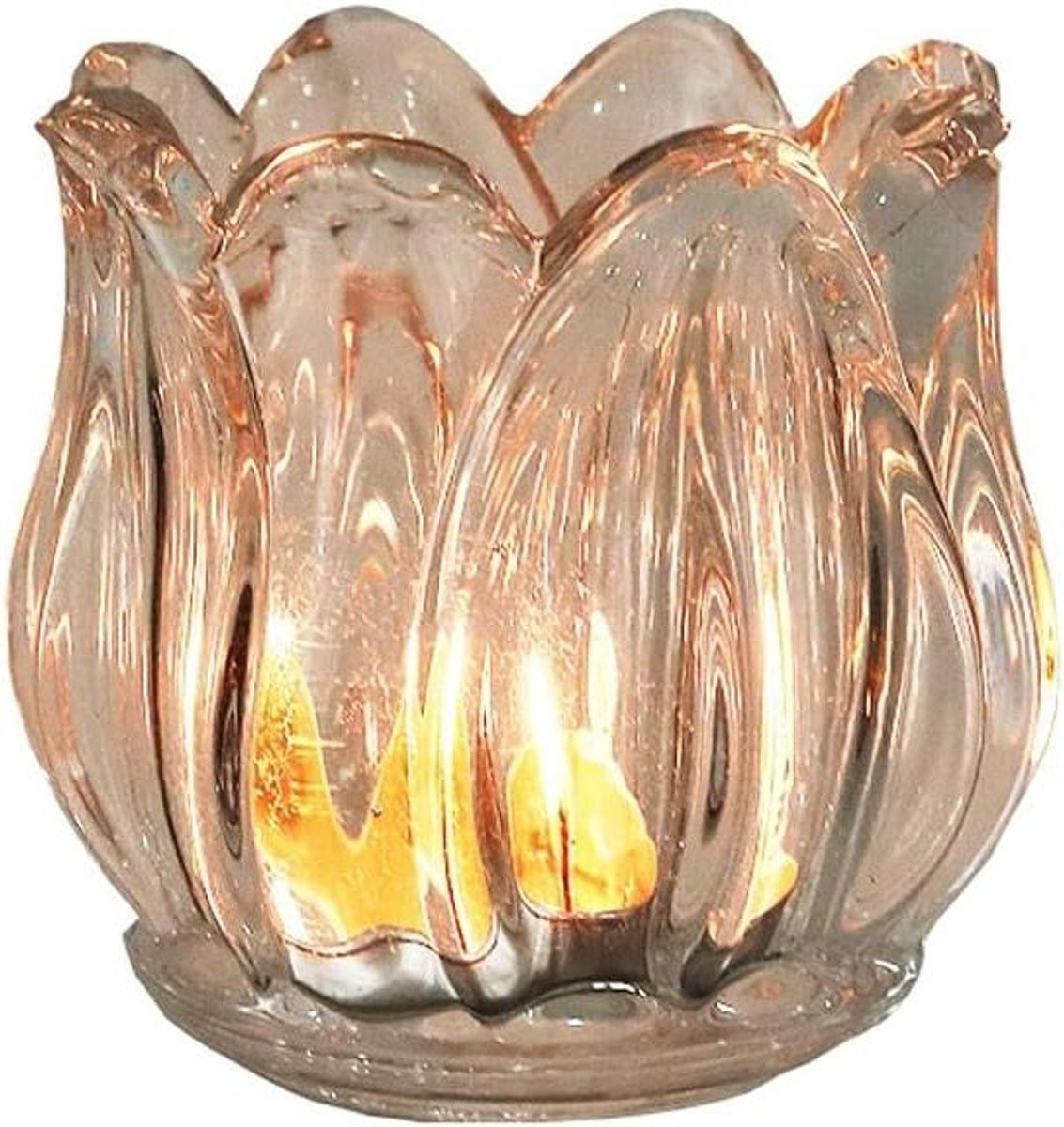 Kandelaar Lotus Kaarsenhouder Glas Transparant Hoogte: 67 cm