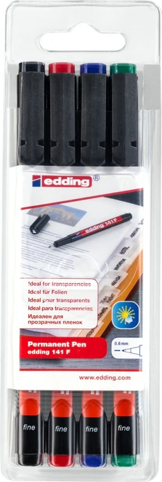 edding 141 Folienstifte-Set farbsortiert permanent 4 St.