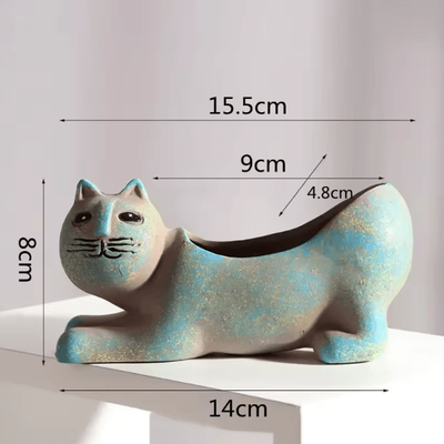 Uplift Curations Cute Ceramic Cat Succulent Planter Vase For Indoor Plants And Home Decor b