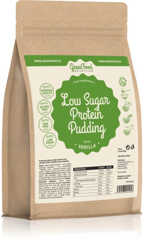 GreenFood Nutrition Protein Pudding mélange pour la préparation de pudding avec protéines saveur Vanilla 400 g