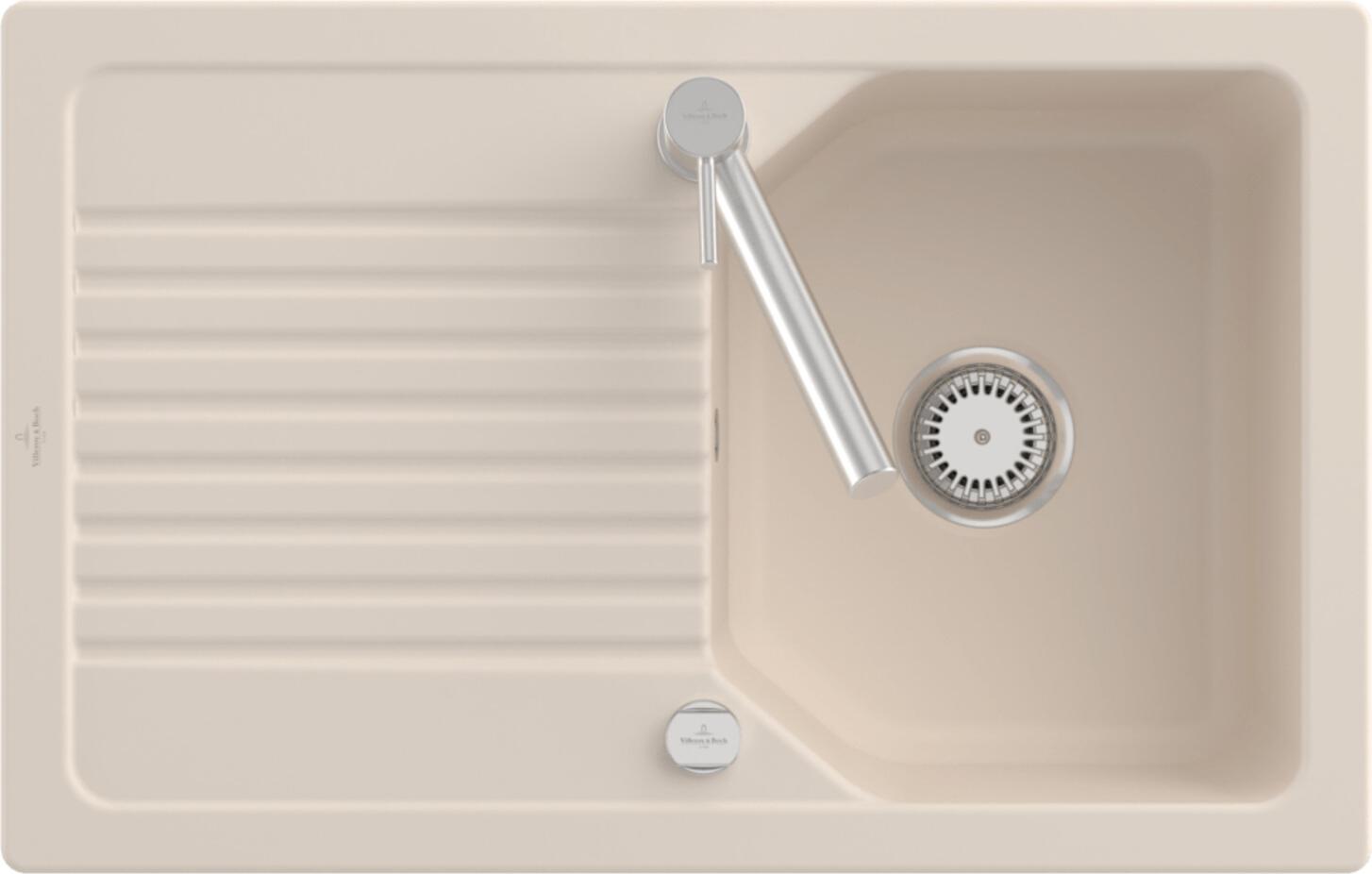 Villeroy & Boch 33842FFU Linara 45 Flat Keramikspüle Einbau Unterschrankbreite ab 45 cm Ivory Excenterbetätigung - inkl.