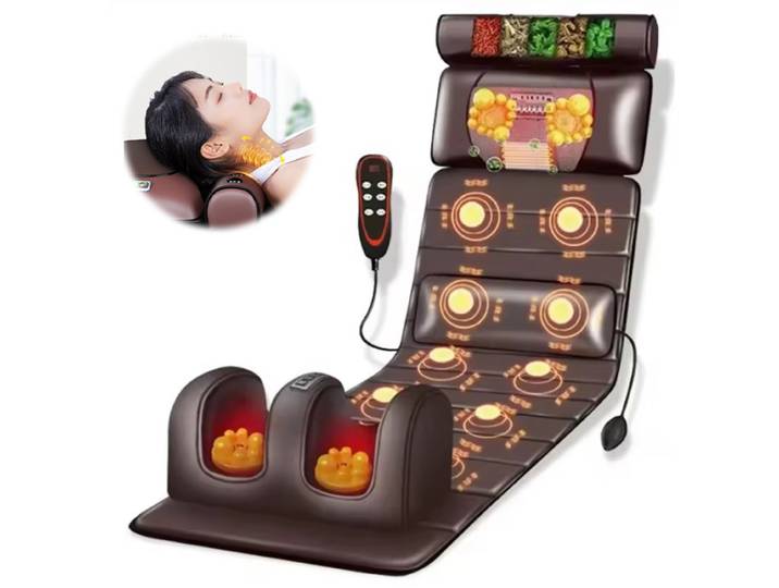 Matelas de massage électrique complet avec chauffage, commande manuelle, airbag pour les épaules, le cou, la taille, le dos, pétrissage et vibration, coussin de massage