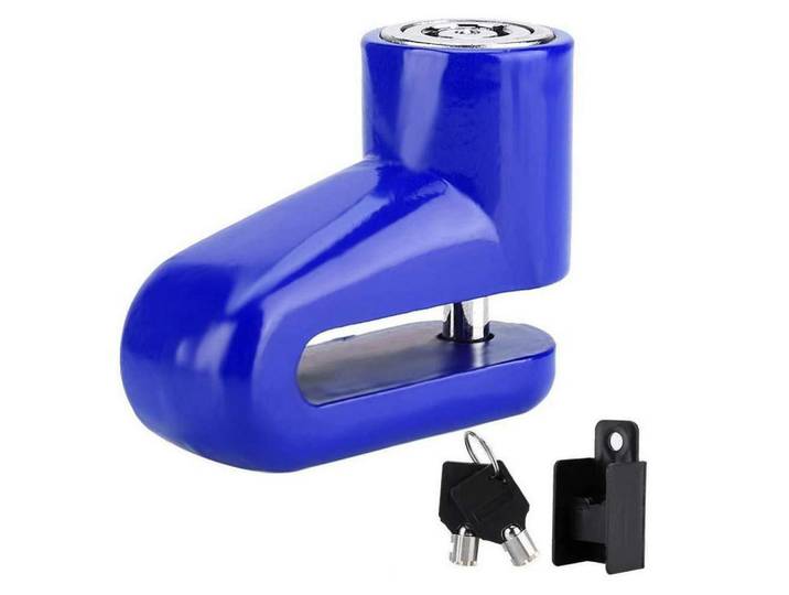 Fahrradschloss Scheibenschloss Blau mit Halter, Metall, 6x4x7 cm, Freizeit & Co, Sport & Fitness, Fahrräder, Fahrradzubehör