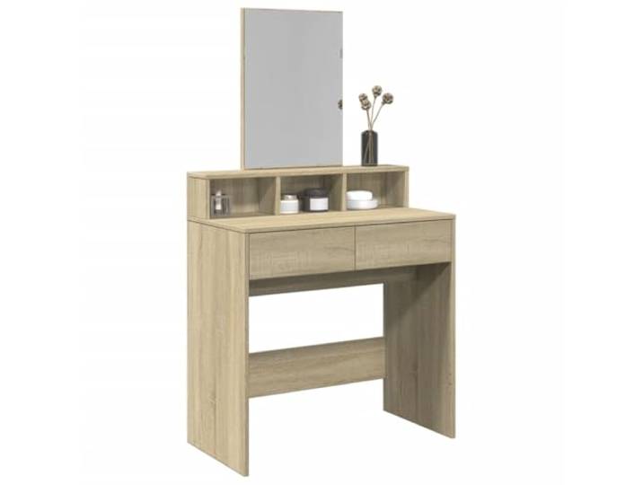 Schminktisch mit Spiegel Sonoma Eiche 80x41x144,5cm 2 Schubladen, 3 Fächer, Holzwerkzeug, Wandbefestigung im Lieferumfang enthalten, Schlafzimmer