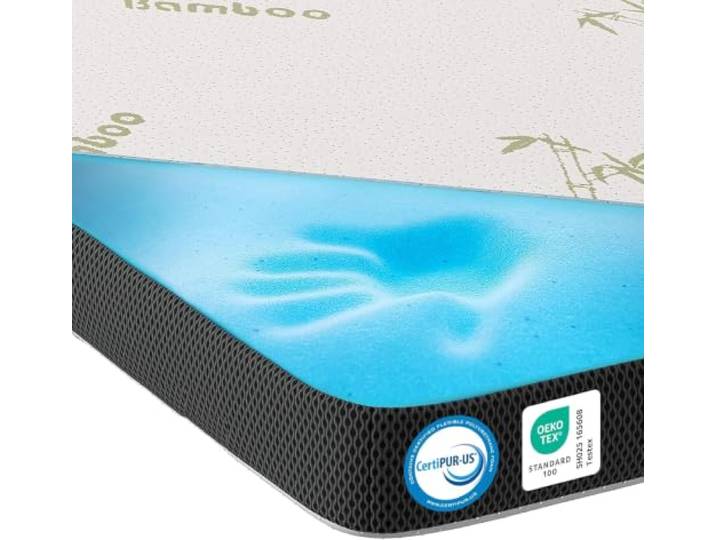 MKS.® Gel Topper 100x200 cm,H2 H3 Matratzentopper mit 7 cm Gel-Memory-Schaum, KomfortKissen Matratzenauflage mit 3D-Luftstrom, Viskoelastische Matratzenauflagen mit abnehmbarem Bambusbezug
